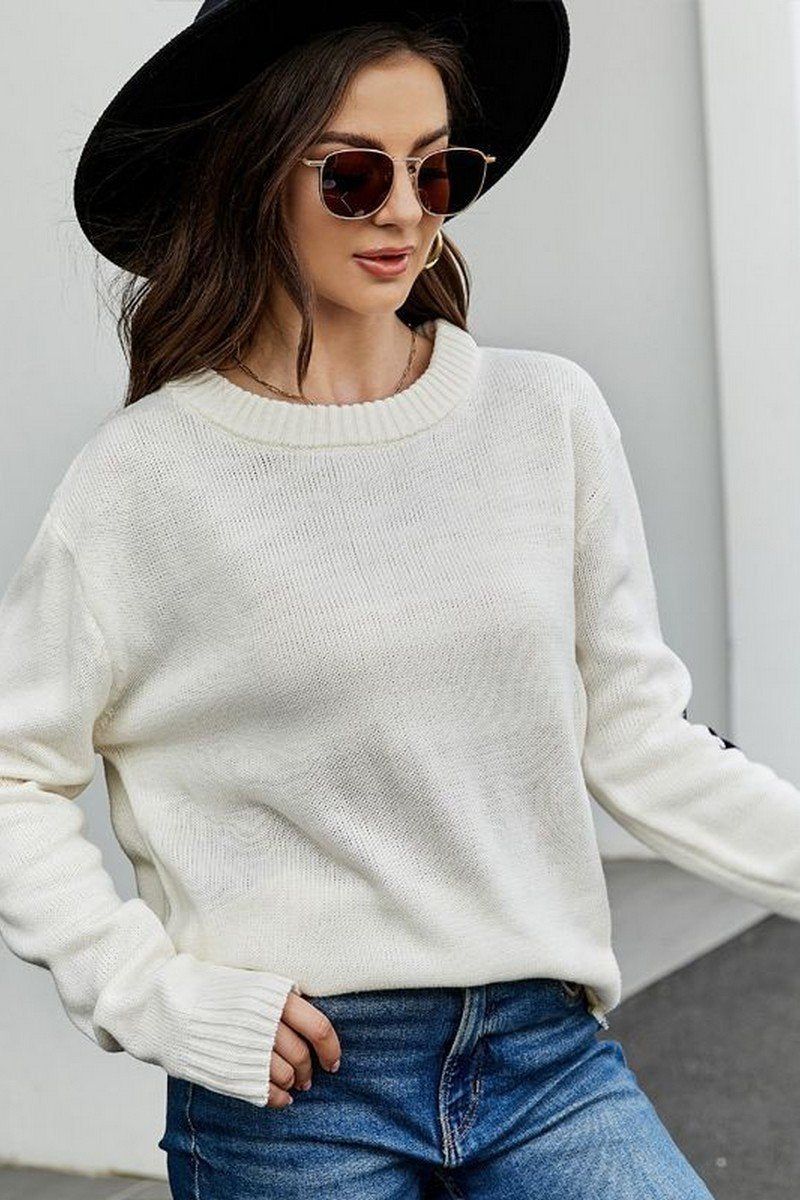 WOMEN A LETTER CASUAL BOYFRIEND SWEATER