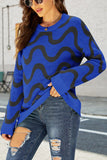 WAVE PATTERN OVERSIZED KNIT SWEATER FOR WOMEN