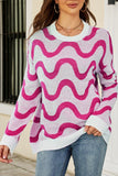 WAVE PATTERN OVERSIZED KNIT SWEATER FOR WOMEN