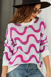 WAVE PATTERN OVERSIZED KNIT SWEATER FOR WOMEN