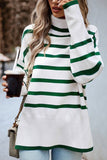 HIGH NECK STRIPE PATTERNED OVERSIZED PULLOVER