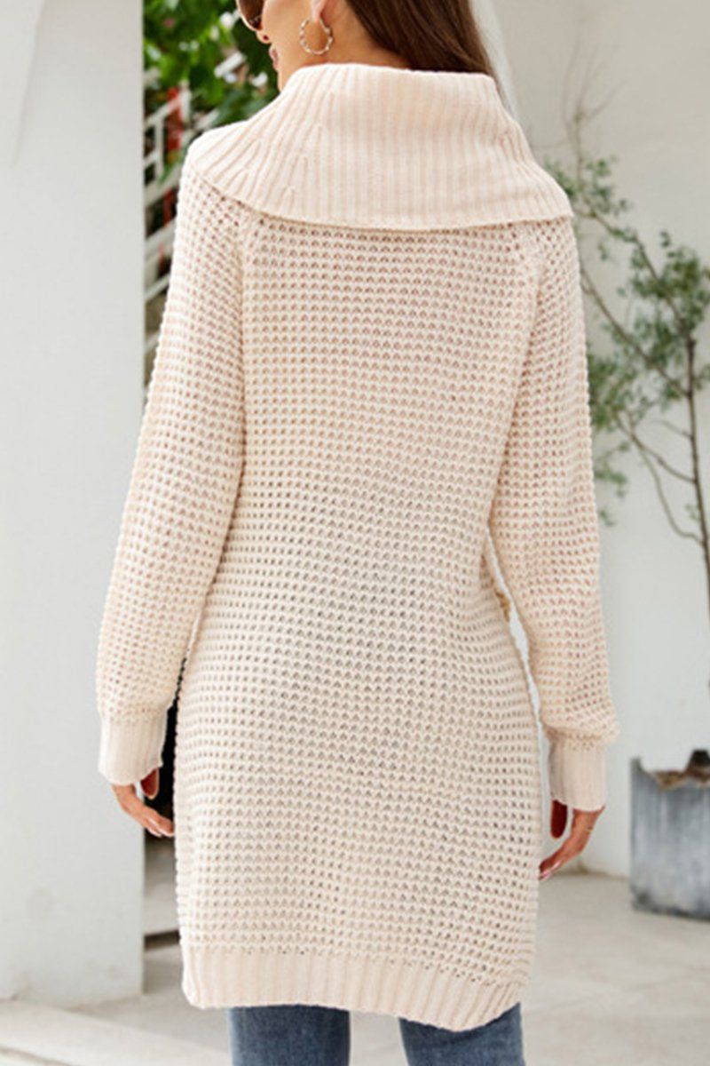 ROLL TURTLE NECK WAFFLE KNITTED FALL WINTER DRESS