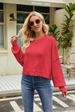 WOMEN RIBBED OVERSIZED JUMPER TOP SWEATER
