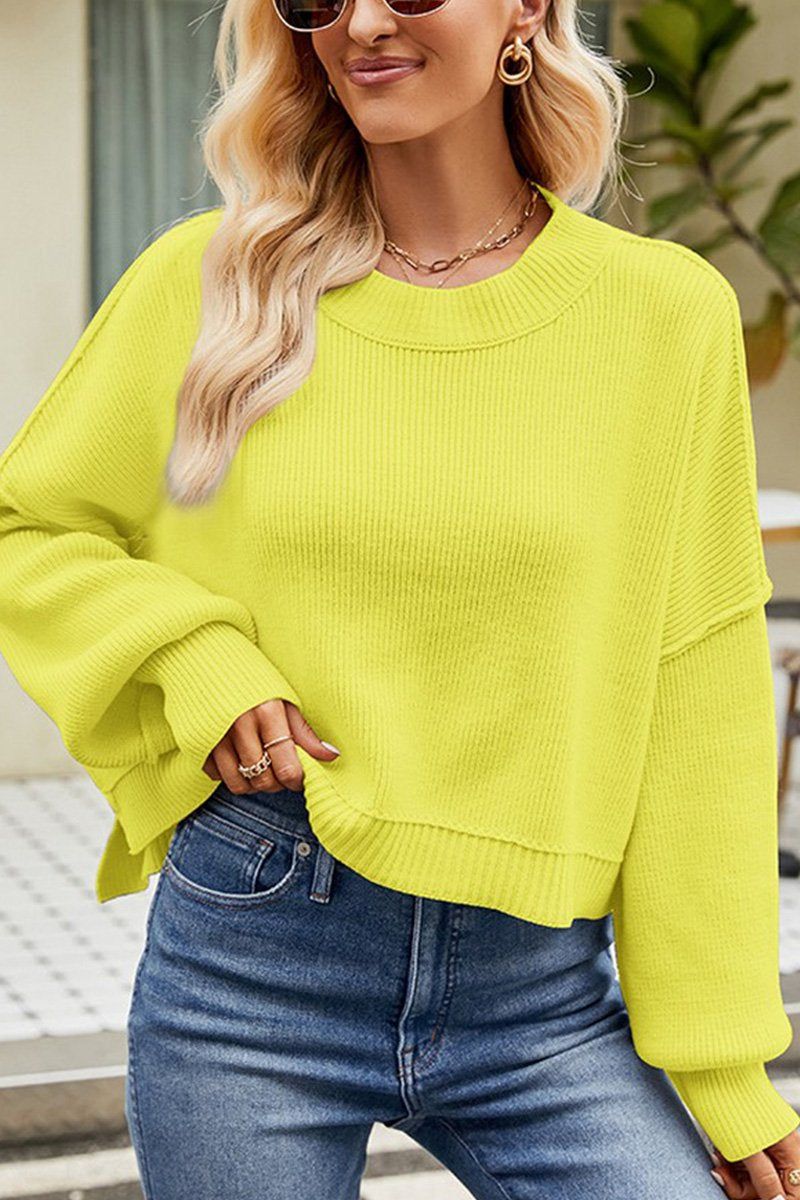 WOMEN RIBBED OVERSIZED JUMPER TOP SWEATER