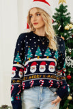 WOMEN X MAS SANTA TREE PRINT SWEATER TOP