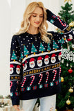 WOMEN X MAS SANTA TREE PRINT SWEATER TOP