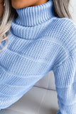 WOMEN CABLE KNITTED TURTLE NECK LOOSE FIT SWEATER