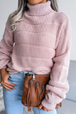 WOMEN CABLE KNITTED TURTLE NECK LOOSE FIT SWEATER