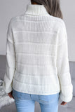 WOMEN CABLE KNITTED TURTLE NECK LOOSE FIT SWEATER