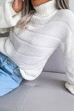 WOMEN CABLE KNITTED TURTLE NECK LOOSE FIT SWEATER