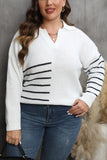 WOMEN PLUS SIZE STRIPE PATTERN KNIT SWEATER<br>
100% ACRYLIC