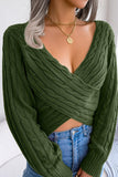 TWISTED CABLE KNIT CROSS WRAP SEXY SWEATSHRITS