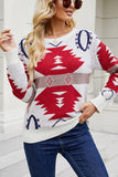 WOMEN AZTEC PATTERNED ROUND NECK SWEATSHIRT