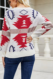 WOMEN AZTEC PATTERNED ROUND NECK SWEATSHIRT