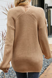 WOMEN OVERSIZED LOOSE FIT V NECK KNIT SWEATER