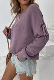 WOMEN LONG SLEEVE ROUND NECK TASSEL SWEATER