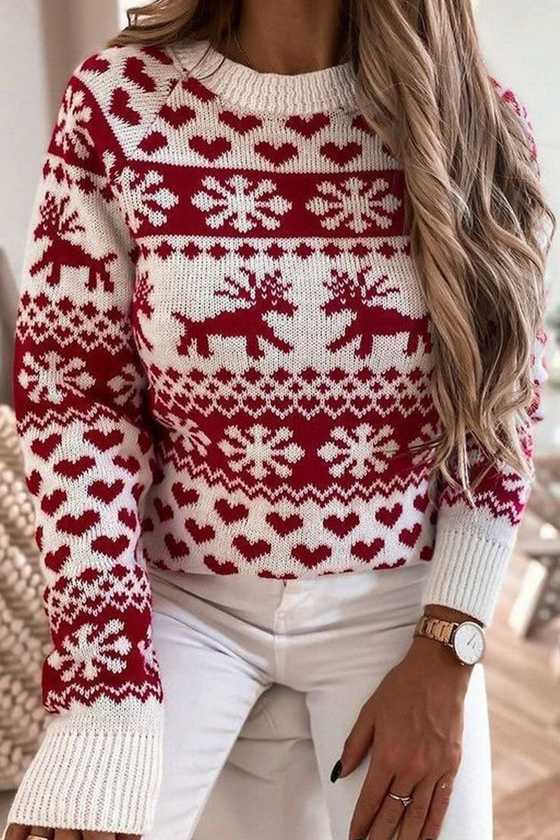 WOMEN WINTER CHRISTMAS PRINTING KNIT SWEATSHIRT