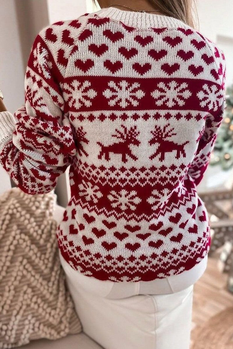 WOMEN WINTER CHRISTMAS PRINTING KNIT SWEATSHIRT