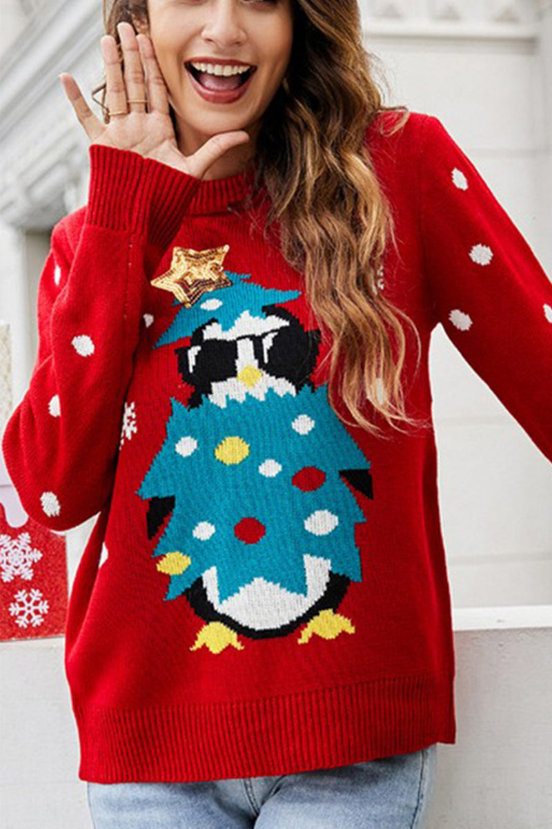 WOMEN X MAS CHRISTMAS PRINTING LONG SWEATER