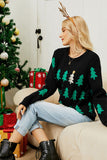 WOMEN PINE TREE PRINTING LONG SLEEVE SWEATSHIRT