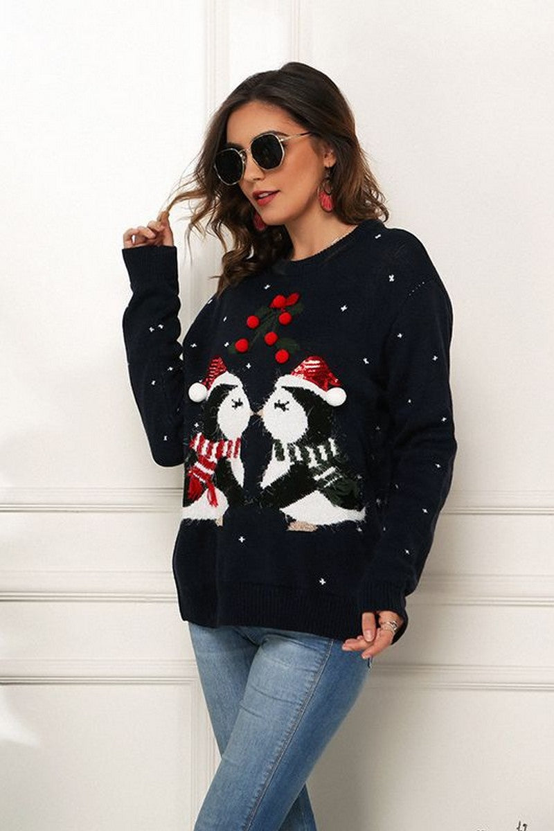 WOMEN WINTER CUTE PRINTING WARM SWEATER