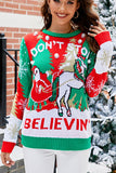 WOMEN WINTER SNOWMAN PRINTING KNIT SWEATER