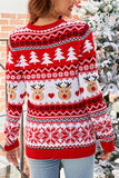 WOMEN PINE TREE AND DEER PRINTING X MAS SWEATER