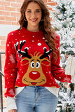 WOMEN LONG SLEEVE DEER PRINTING WINTER SWEATER