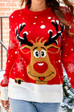 WOMEN LONG SLEEVE DEER PRINTING WINTER SWEATER