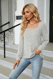 WOMEN SQUARE NECK CORDUROY KNIT SWEATSHIRT