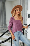 WOMEN SQUARE NECK CORDUROY KNIT SWEATSHIRT