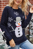 WOMEN WINTER CUTE SNOWMAN PRINTING KNIT SWEATER