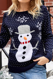 WOMEN WINTER CUTE SNOWMAN PRINTING KNIT SWEATER