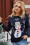 WOMEN WINTER CUTE SNOWMAN PRINTING KNIT SWEATER