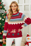 WOMEN CHRISTMAS X MAS DEER PRINTNG SWEATSHIRT