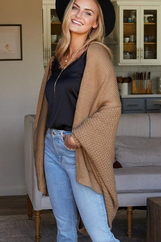 LONG SLEEVE KNIT CARDIGAN - Doublju