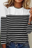 WOMEN'S T SHIRT TEE STRIPED PRINT LONG SLEEVE DAILY WEEKEND BASIC ROUND NECK REGULAR FIT PAINTING
