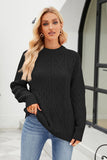 WOMEN TWISTED CHUNKY CABLE KNIT LOOSE FIT SWEATER