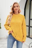 WOMEN TWISTED CHUNKY CABLE KNIT LOOSE FIT SWEATER