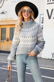 WOMEN TURTLE NECK LOOSE FIT KNITTED SWEATER