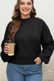 WOMEN PLUS SIZE HIGH NECK CHUNKY KNIT SWEATER