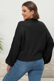 WOMEN PLUS SIZE HIGH NECK CHUNKY KNIT SWEATER