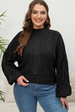 WOMEN PLUS SIZE HIGH NECK CHUNKY KNIT SWEATER