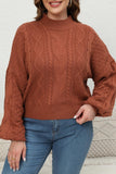 WOMEN PLUS SIZE HIGH NECK CHUNKY KNIT SWEATER