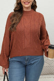 WOMEN PLUS SIZE HIGH NECK CHUNKY KNIT SWEATER
