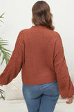 WOMEN PLUS SIZE HIGH NECK CHUNKY KNIT SWEATER
