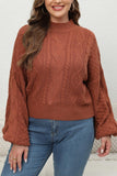 WOMEN PLUS SIZE HIGH NECK CHUNKY KNIT SWEATER