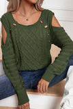 WOMEN CUT OUT DETAILED BUTTON DECKED KNIT SWEATER