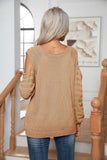 WOMEN CUT OUT DETAILED BUTTON DECKED KNIT SWEATER