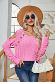 WOMEN CUT OUT DETAILED BUTTON DECKED KNIT SWEATER
